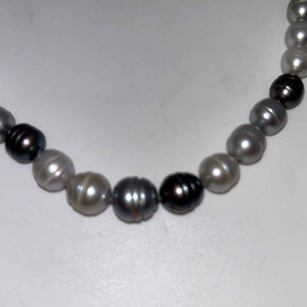 Freshwater Pearl Necklace, Potato Pearls Ring Pearls Hand Knotted 18" - Picture 3 of 12